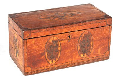 Lot 646 - A GEORGE III INLAID SATINWOOD TEA CADDY