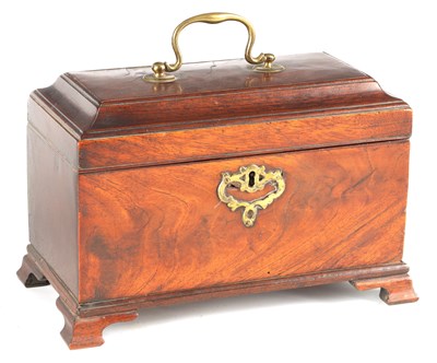 Lot 645 - A GEORGE III FIGURED MAHOGANY TEA CADDY