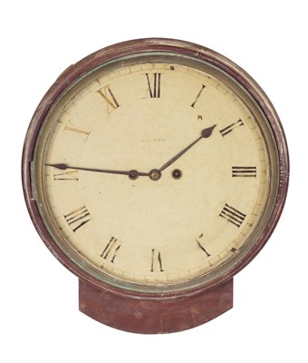 Lot 817 - A LATE GEORGE III FIGURED MAHOGANY DOUBLE FUSEE WALL CLOCK