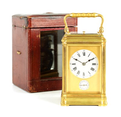 Lot 505 - A LATE 19TH CENTURY FRENCH GORGE CASE PETITE SONNERIE CARRIAGE CLOCK