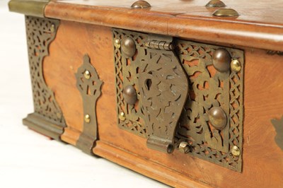 Lot 168 - AN EARLY 18TH CENTURY INDIAN HARDWOOD BRASS MOUNTED STONG BOX