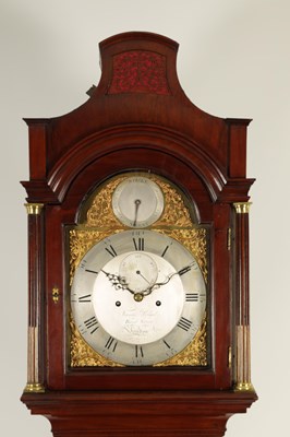 Lot 839 - FRANCIS PERIGAL, BOND STREET, LONDON . A GEORGE III FIGURED MAHOGANY LONGCASE CLOCK