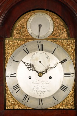 Lot 839 - FRANCIS PERIGAL, BOND STREET, LONDON . A GEORGE III FIGURED MAHOGANY LONGCASE CLOCK