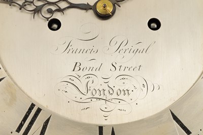 Lot 839 - FRANCIS PERIGAL, BOND STREET, LONDON . A GEORGE III FIGURED MAHOGANY LONGCASE CLOCK