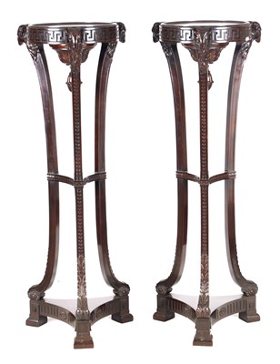 Lot 763 - A PAIR OF EARLY 20TH CENTURY ADAM STYLE MAHOGANY TORCHERES