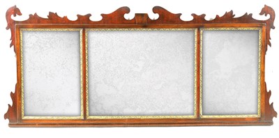 Lot 1007 - A 19TH CENTURY GEORGE II STYLE MAHOGANY OVER-MANTEL MIRROR