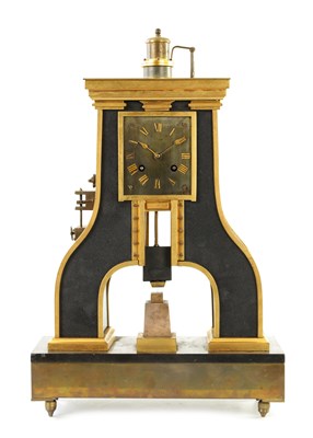 Lot 619 - A LATE 19TH CENTURY GILT BRASS AND BRONZE FRENCH INDUSTRIAL AUTOMATON MANTEL CLOCK