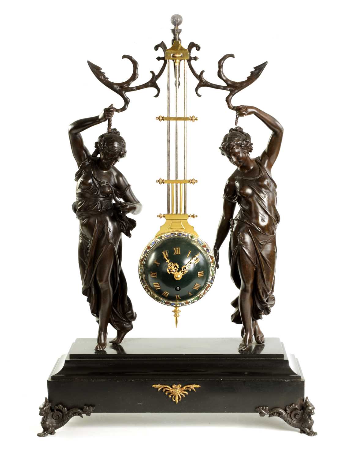 Lot 18 - A LATE 19TH CENTURY FRENCH FIGURAL MYSTERY CLOCK