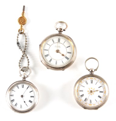 Lot 201 - A COLLECTION OF THREE SILVER OPEN FACE FOB WATCHES