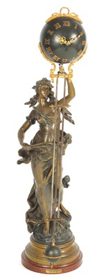 Lot 19 - A LARGE LATE 19TH CENTURY FRENCH FIGURAL MYSTERY CLOCK