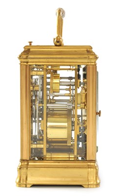 Lot 48 - HENRI JACOT, PARIS NO 19132 A LATE 19TH CENTURY FRENCH GILT BRASS GORGE CASE STRIKING CARRIAGE CLOCK REPEATER retailed by Chas. Frodsham New Bond St.