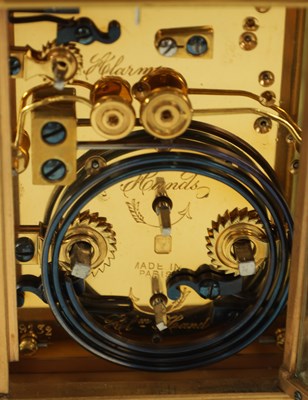Lot 48 - HENRI JACOT, PARIS NO 19132 A LATE 19TH CENTURY FRENCH GILT BRASS GORGE CASE STRIKING CARRIAGE CLOCK REPEATER retailed by Chas. Frodsham New Bond St.