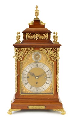 Lot 596 - A LATE 19TH CENTURY ORMOLU MOUNTED MAHOGANY EIGHT BELL QUARTER  CHIMING BRACKET CLOCK