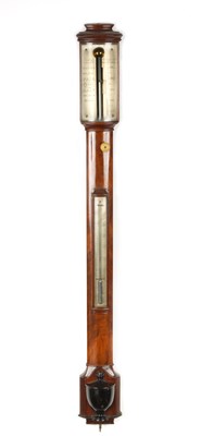 Lot 564 - ZERBONI BATTISTESSA & Co, EDINBURGH. A SCOTTISH REGENCY MAHOGANY BOW-FRONT STICK BAROMETER