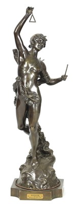 Lot 391 - EDOUARD DROUOT, 1859 - 1945. A LARGE LATE 19TH CENTURY FRENCH PATINATED BRONZED SCULPTURE