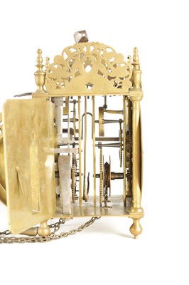 Lot 614 - SAMUEL TOWNSON, LONDON. A LATE 17TH CENTURY WINGED BRASS LANTERN CLOCK