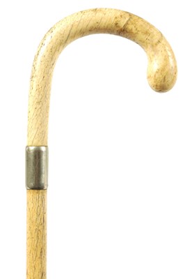 Lot 310 - AN EARLY 19TH CENTURY WHALEBONE CROOK HANDLED WALKING STICK