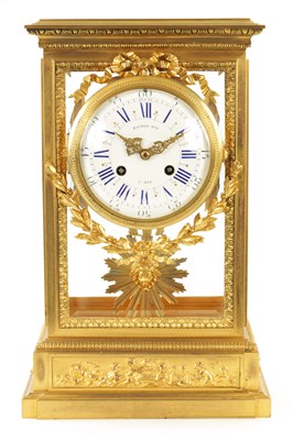 Lot 605 - RAINGO FRES, PARIS.  A LARGE 19TH CENTURY FRENCH ORMOLU FOUR-GLASS STYLE MANTEL CLOCK