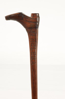 Lot 170 - A 19TH CENTURY CARVED MAHOGANY WALKING STICK