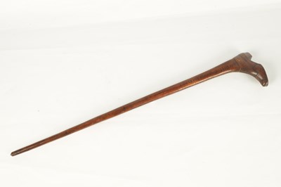 Lot 170 - A 19TH CENTURY CARVED MAHOGANY WALKING STICK