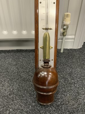 Lot 43 - DOLLOND LONDON. AN IMPOSING GEORGE III MAHOGANY STICK BAROMETER/ THERMOMETER