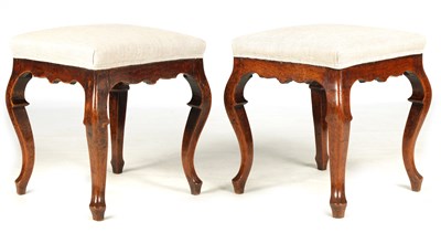 Lot 697 - A PAIR OF 18TH CENTURY WALNUT STOOLS