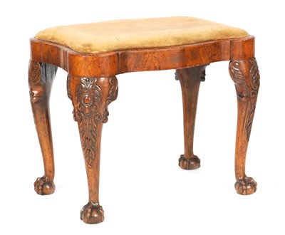 Lot 675 - AN 18TH CENTURY STYLE WALNUT DRESSING STOOL