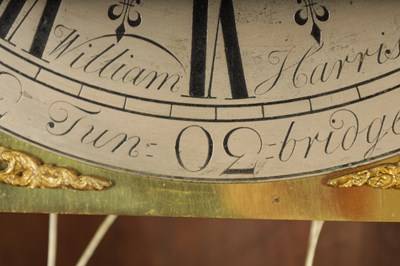 Lot 618 - WILLIAM HARRIS, TUNBRIDGE. A MID 18TH CENTURY BURR ELM LONGCASE CLOCK