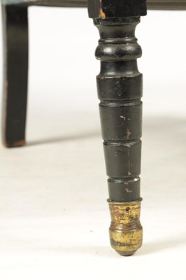 Lot 1002 - A 19TH CENTURY EBONISED UPHOLSTERED CHIR IN THE MANNER OF HOWARD AND SONS