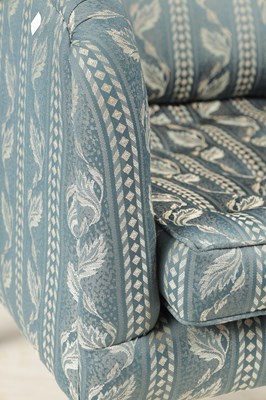 Lot 1002 - A 19TH CENTURY EBONISED UPHOLSTERED CHIR IN THE MANNER OF HOWARD AND SONS