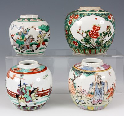 Lot 159 - FOUR SMALL ANTIQUE CHINESE FAMILE ROSE GINGER...