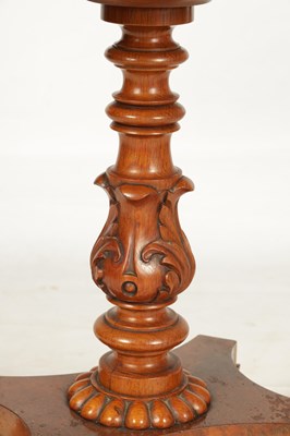 Lot 362 - A 19TH CENTURY BURR OAK TEAPOY IN THE MANNER OF GILLOWS