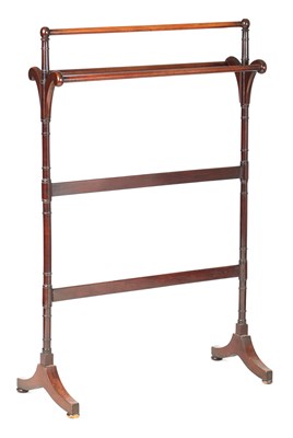 Lot 1064 - A 19TH CENTURY MAHOGANY TOWEL RACK