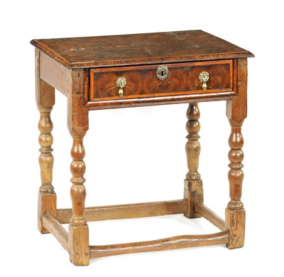 Lot 758 - AN UNUSUAL WILLIAM AND MARY LABURNUM OYSTER VENEERED AND OAK  SIDE TABLE