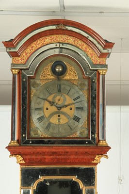 Lot 34 - GEORGE CLARKE IN LEADENHALL STREET, LONDON. A FINE AND VERY RARE MID 18TH CENTURY ORMOLU-MOUNTED WALNUT MUSICAL AND ASTRONOMICAL LONGCASE CLOCK WITH MIRRORED PANELS