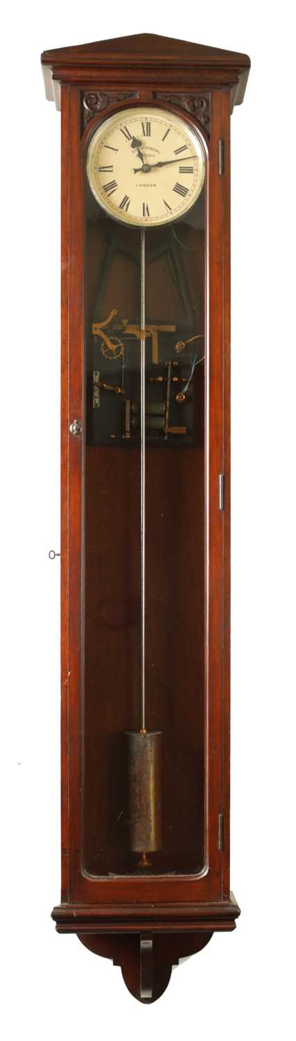 Lot 5 - AN EARLY 20TH CENTURY MAHOGANY ARCHITECTURAL SYNCHRONOME MASTER CLOCK