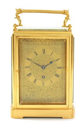 Lot 37 - A MID 19TH CENTURY GILT BRASS ENGLISH FUSEE CARRIAGE CLOCK