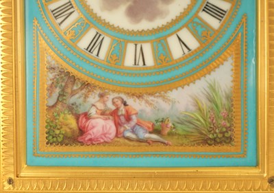 Lot 7 - A FINE MID 19TH CENTURY ENGRAVED GILT BRASS SERVES PORCELAIN DIAL STRUT CLOCK  ATTRIBUTED TO THOMAS COLE