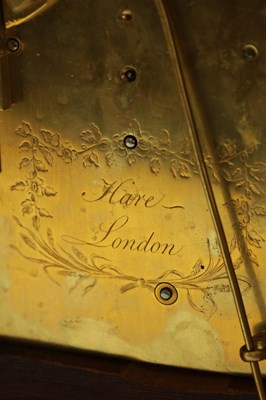 Lot 64 - HARE, LONDON. A SMALL GEORGE III TRIPLE PAD TOP MAHOGANY MUSICAL BRACKET CLOCK