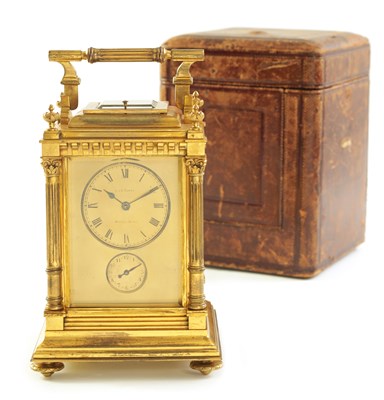 Lot 50 - L & E FABRE. A LATE 19TH CENTURY OVERSIZED GRAND SONNERIE WESTMINSTER CHIME CARRIAGE CLOCK