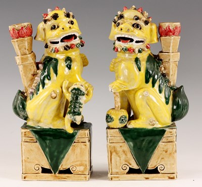 Lot 169 - A PAIR OF CHINESE FAMILLE VERTE INCENSE...