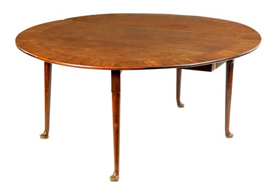 Lot 800 - A RARE GEORGE II UNUSUALLY LARGE CIRCULAR MAHOGANY DROP LEAF DINING TABLE