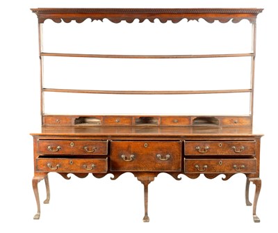 Lot 776 - A GEORGE III OAK SHROPSHIRE DRESSER