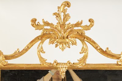 Lot 780 - A GOOD PAIR OF GEORGE III CHIPPENDALE DESIGN CARVED GILT GESSO  HANGING MIRRORS