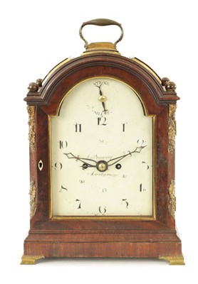 Lot 602 - JOHN BANCROFT, SCARBOROUGH. A GEORGE III TRIPLE PAD TOP ORMOLU MOUNTED MAHOGANY BRACKET CLOCK