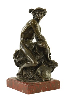 Lot 388 - AFTER JEAN-BABTISTE PIGALLE.  A 19TH CENTURY BRONZE SCULPTURE OF MERCURY