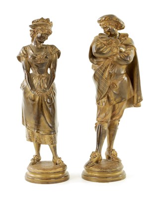 Lot 400 - LEOPOLD HARZE (1831-1893) A PAIR OF LATE 19TH CENTURY FIGURAL GILT BRONZE SCULPTURES