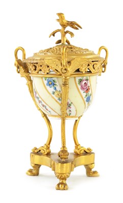 Lot 360 - A 19TH CENTURY FRENCH ORMOLU AND SERVES STYLE POT POURRI