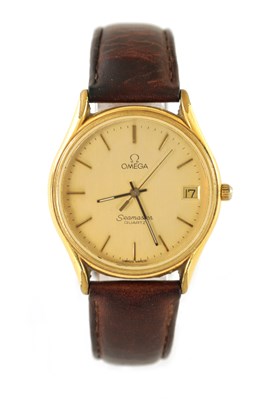 Lot 384 - A GENTLEMAN'S 1980'S GOLD PLATED OMEGA SEAMASTER QUARTZ WRIST WATCH