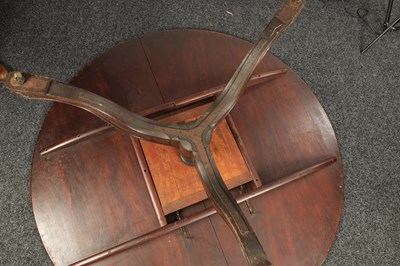 Lot 772 - A RARE LATE GEORGE III REGENCY FIGURED MAHOGANY CIRCULAR DINING TABLE OF LARGE SIZE FITTED WITH A REVOLVING SILVER GALLERIED LAZY SUSAN CENTRE BY MATTHEW BOULTON